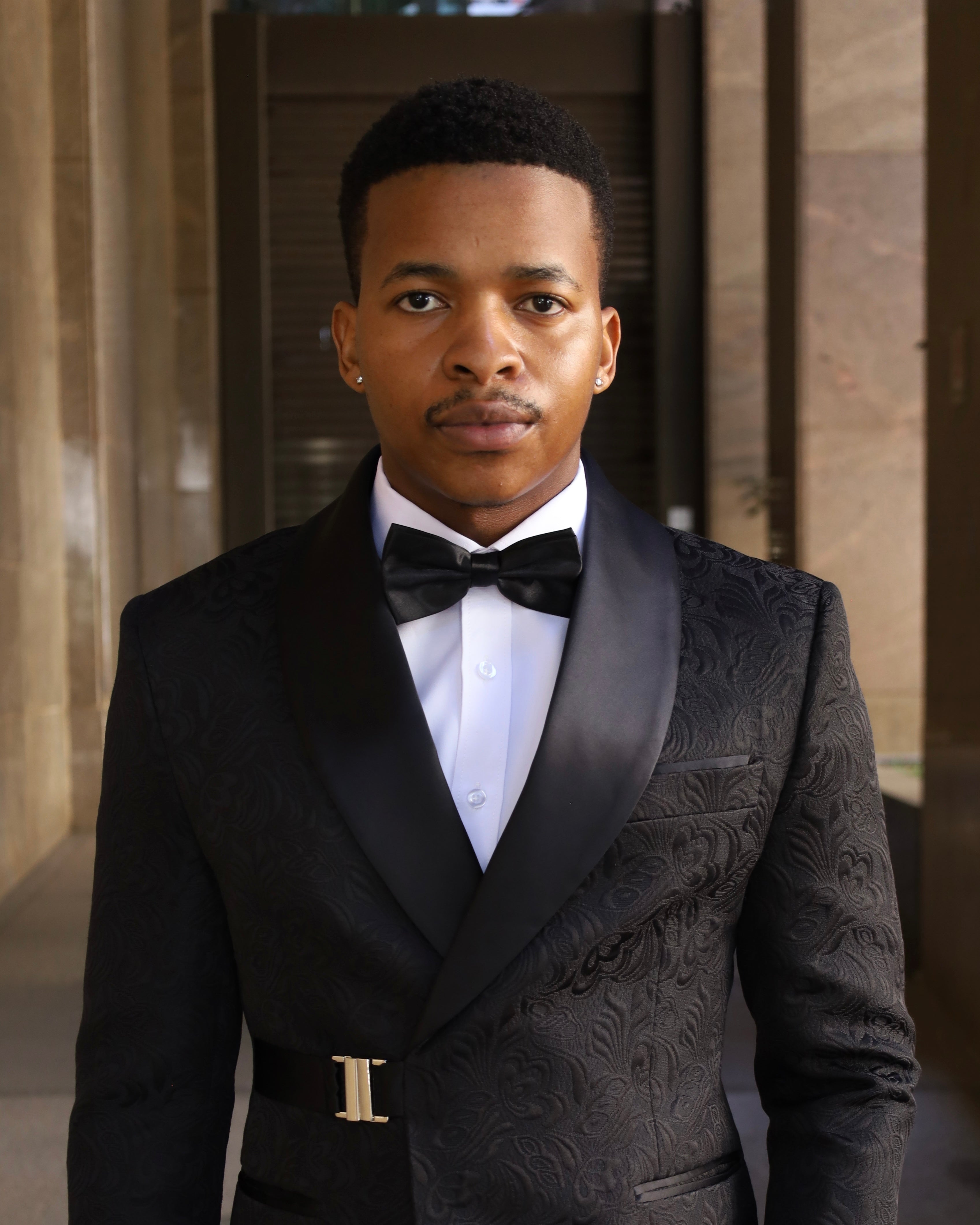 Textured Black Tuxedo Suit