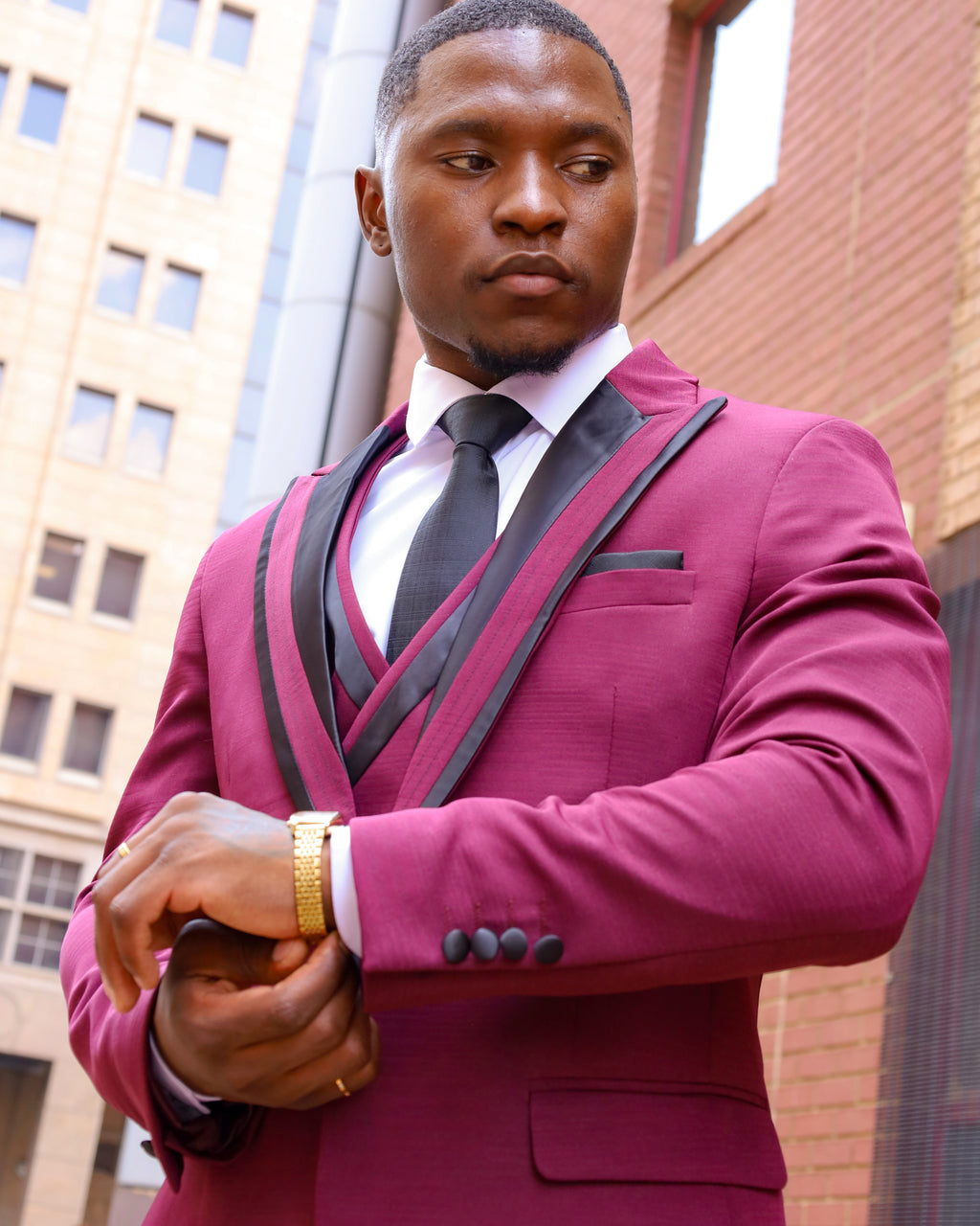 Burgundy Contemporary Suit