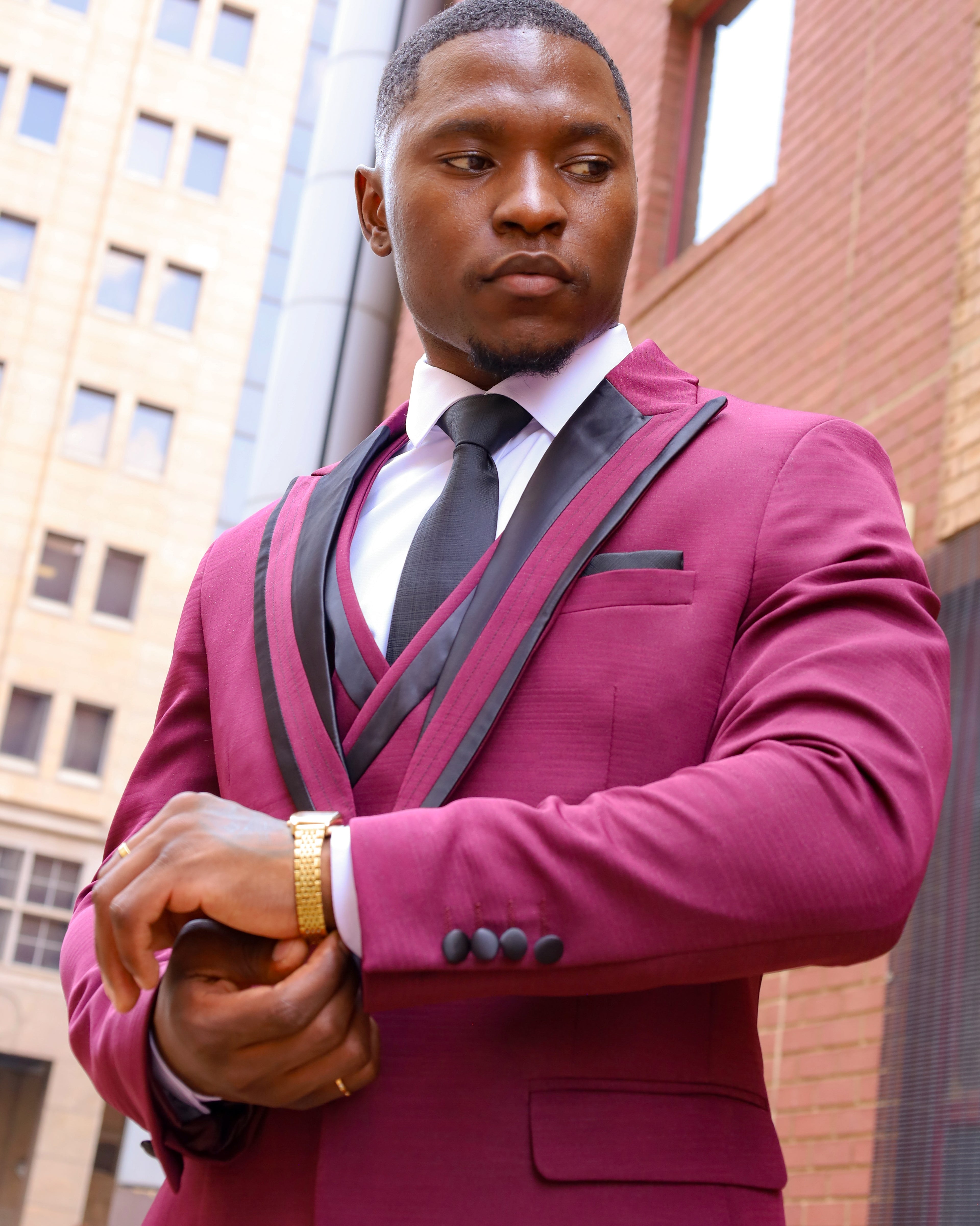 Burgundy Contemporary Suit