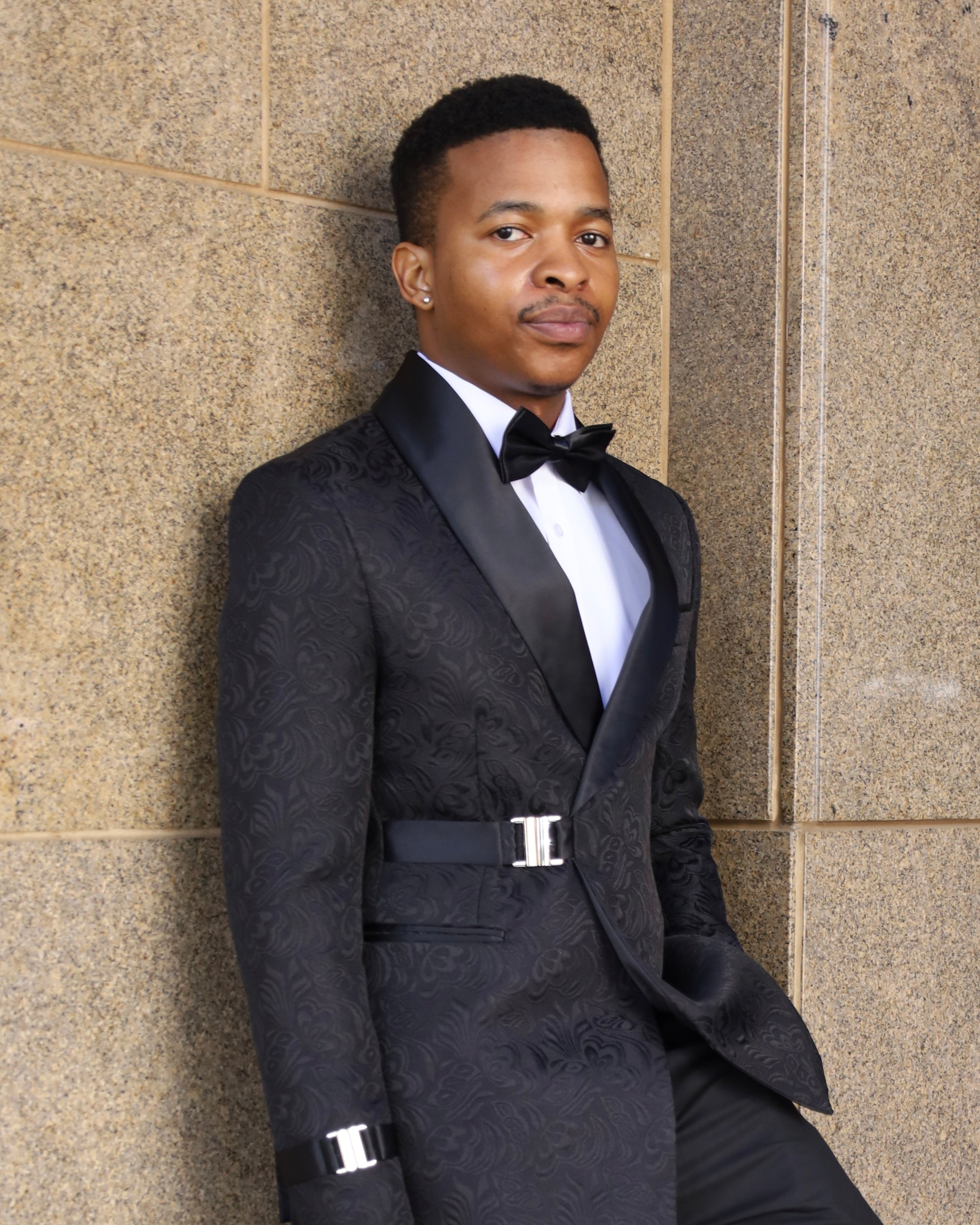 Textured Black Tuxedo Suit
