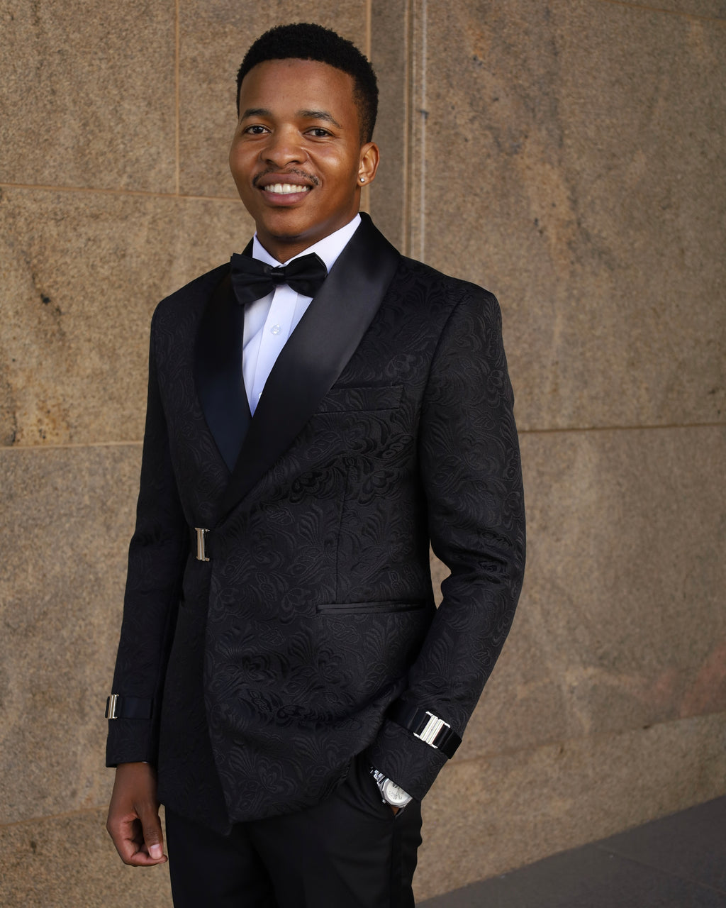 Textured Black Tuxedo Suit