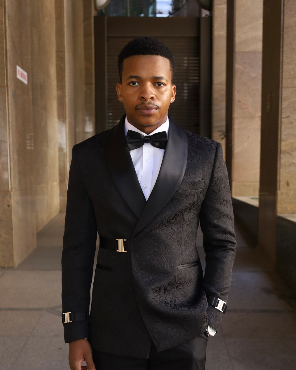 Textured Black Tuxedo Suit
