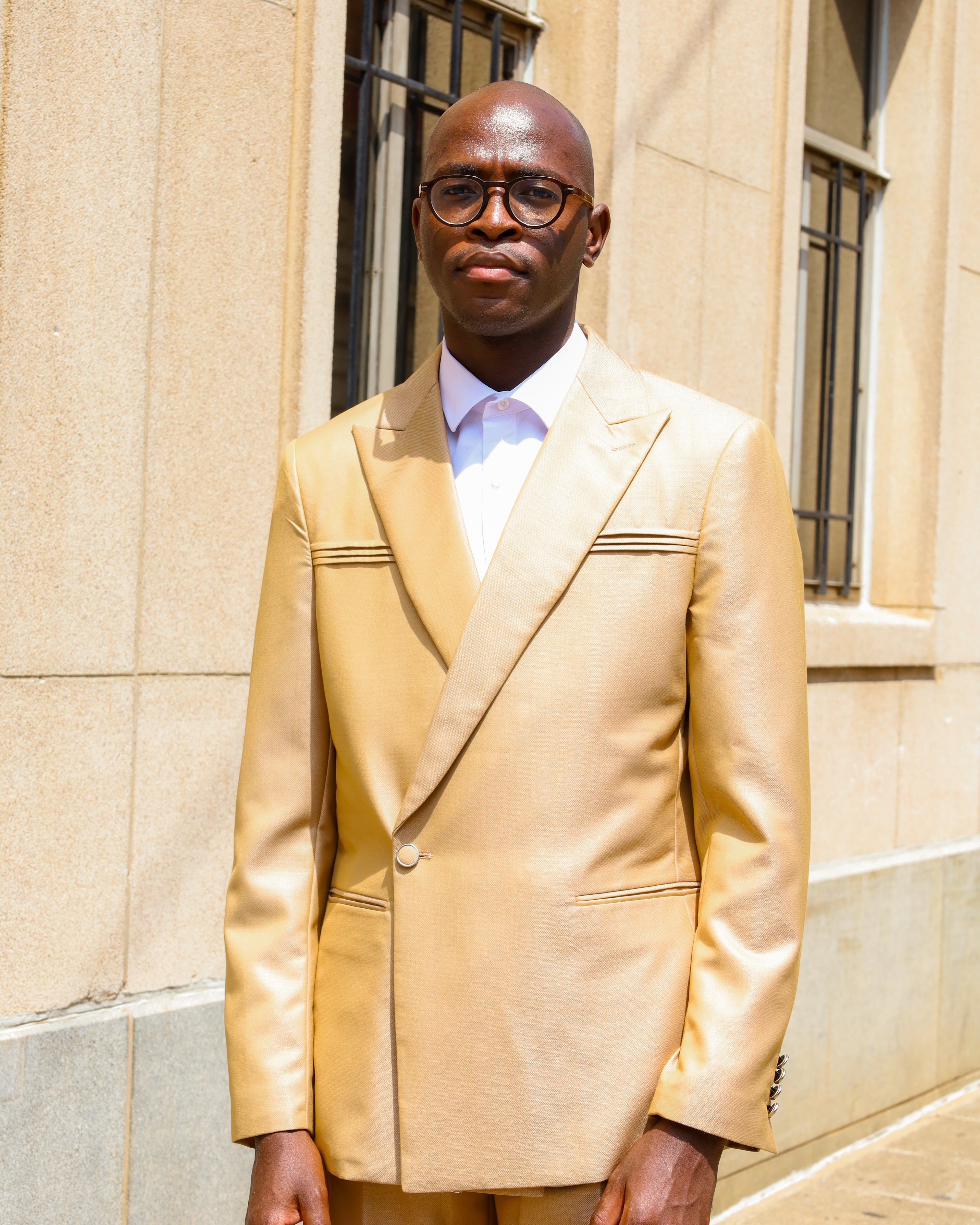 Cream Brown Contemporary Suits